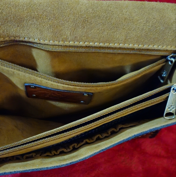 Patricia Nash Tan Floral Leather Crossbody Bag - Picture 11 of 15
